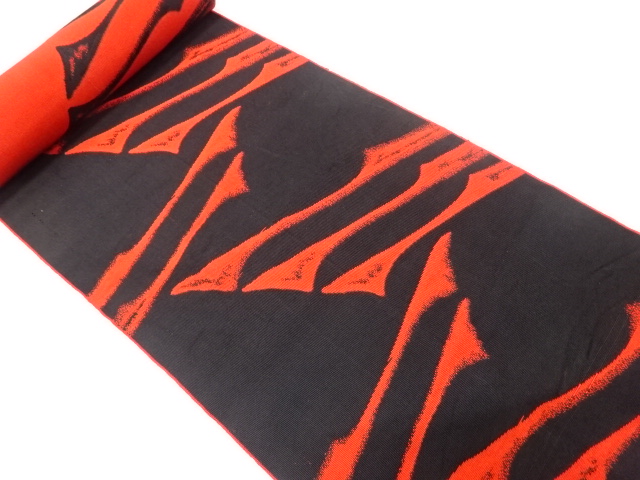 JAPANESE KIMONO / ANTIQUE BOLT FOR HASSUN OBI / WOVEN ABSTRACT WAVE